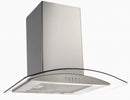 600mm Curved Glass Chimney Stainless Steel
